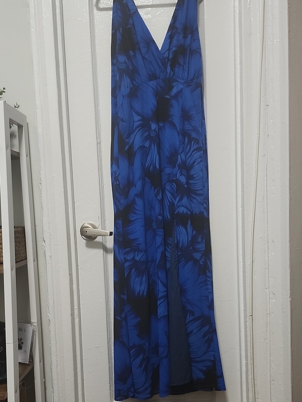 NA-KD Blue Floral V-Neck Maxi Dress Size 34/2